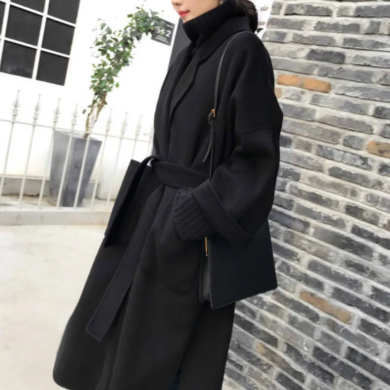 

Wool & Blends Women Solid Open Stitch Loose High Street Korean Style Office Lady Elegant Simple Design Tender Stylish All-match