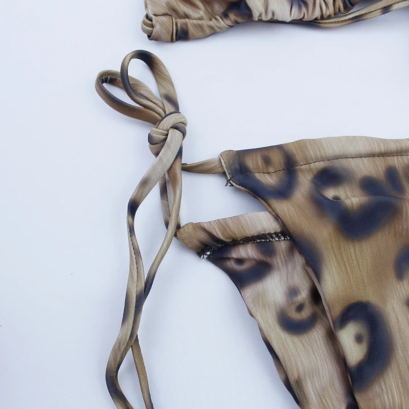 

Sexy Leopard Bikini Women Swimwear Female Swimsuit Two-pieces Bikini set Thong Brazilian Halter Bandage Bathing Suit Beach
