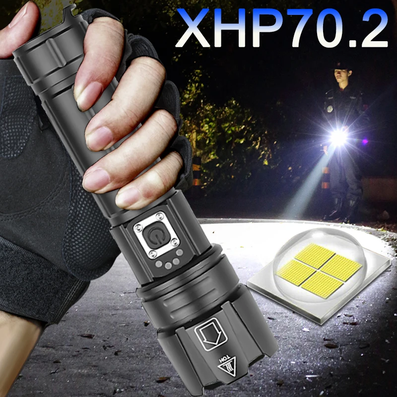 

Супер мощный фонарик Xlamp XHP70.2, светодиодный фонарик Xhp50, фонарь 18650 или 26650, USB перезаряжаемая батарея, Охотничья лампа, ручной свет