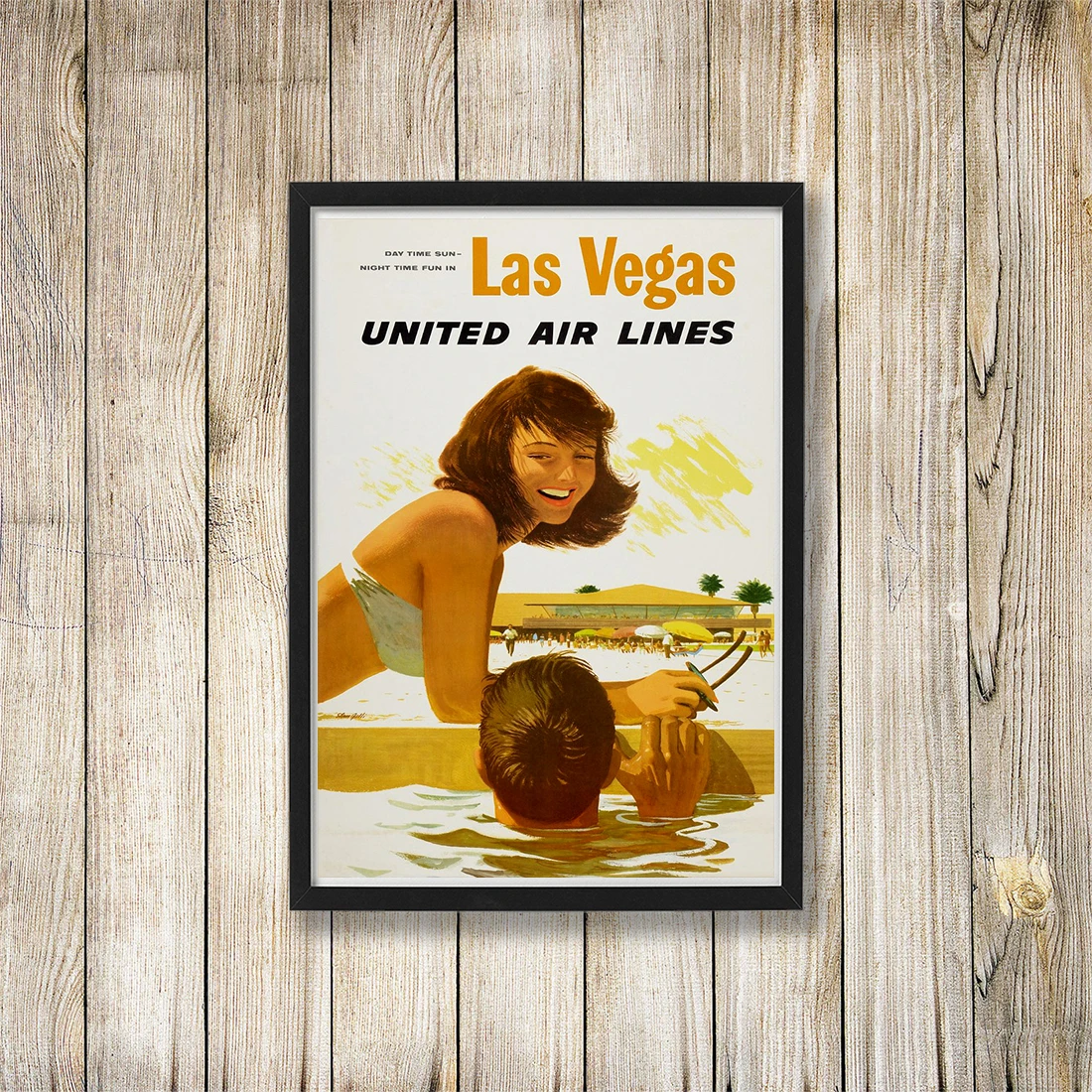 Постеры United Air Lines для путешествий Лас Вегас холст живопись винтажный крафт