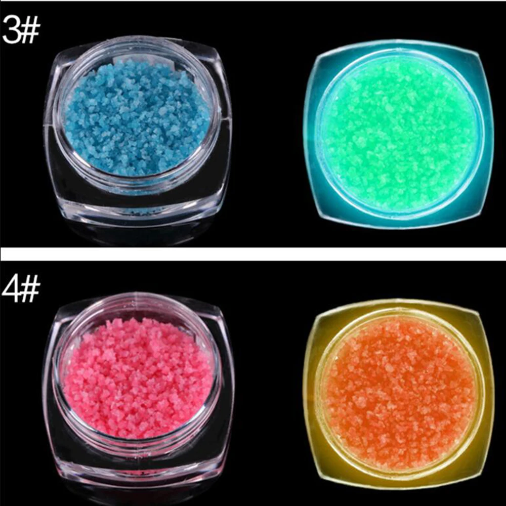 6 шт./упак. нейл арта люминесцентные светящиеся блестящий порошок песок светятся