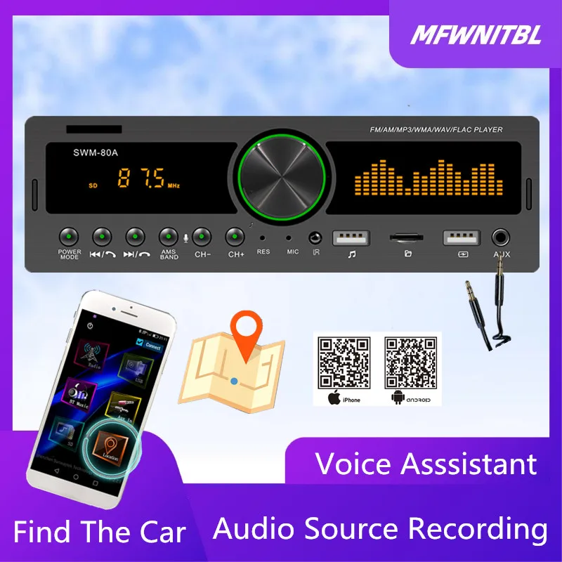 

Bluetooth Autoradio Car Stereo Radio 1din Car Radio In Dash MP3 Multimedia Player AUX-IN/FM/USB/Radio Remote Control Car Audio
