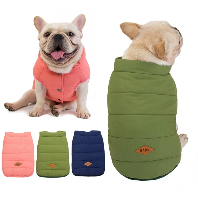 Зимняя одежда для собак жилет с флисовой подкладкой в виде французского бульдога
