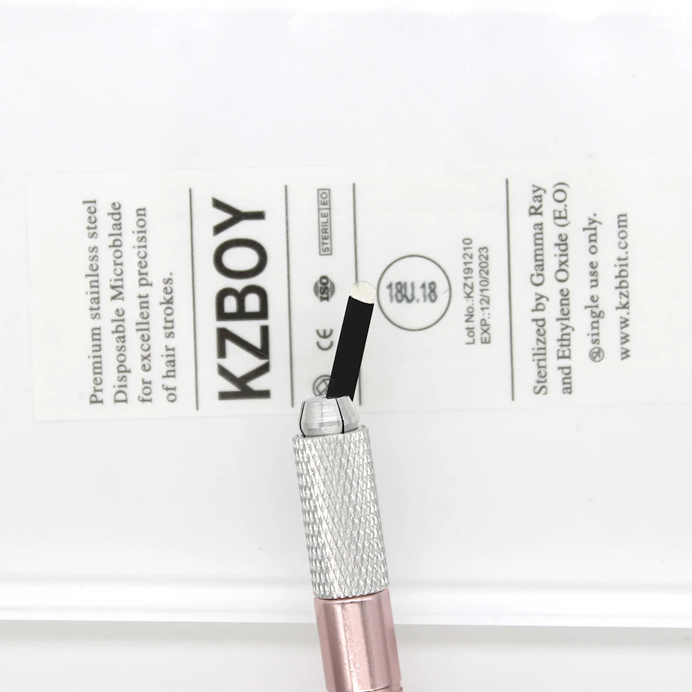 KZBOY Hot Sale Disposable Sterilized 20PCS  Double Sided Microblading Handle and 50PCS Microblades Needles for Permanent Makeup