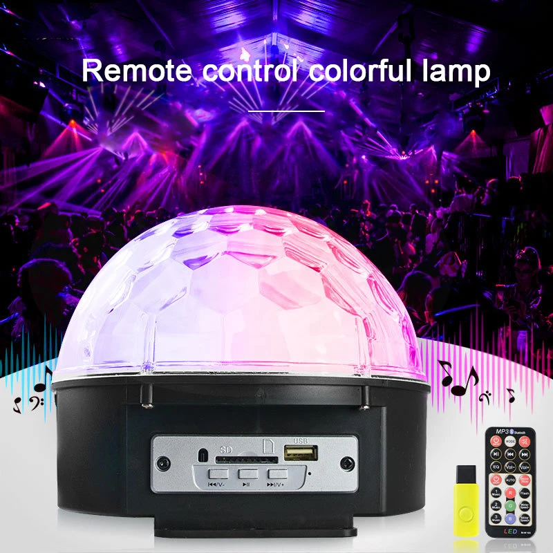 Звуковая активация Вращающийся Диско Шар Вечерние огни 13 Вт RGB светодиодный