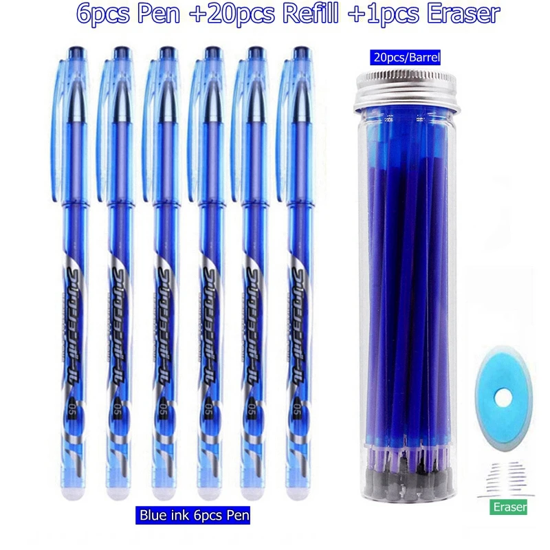 F-27pc-Set-Blue ink 27 шт./компл. со стирающимися чернилами гелевая ручка синие чернила 0,5 мм моющиеся ручка милые ручки пополнения стержни для школы ручка пишущие инструменты симпатичные канцелярские принадлежности - Цвет: F-27pc-Set-Blue ink