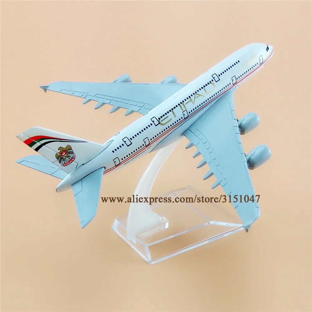 Сплав металла Etihad Air Airline модель самолета Airbus 380 A380 Airways модель самолета Стенд самолета подарки для детей 16 см