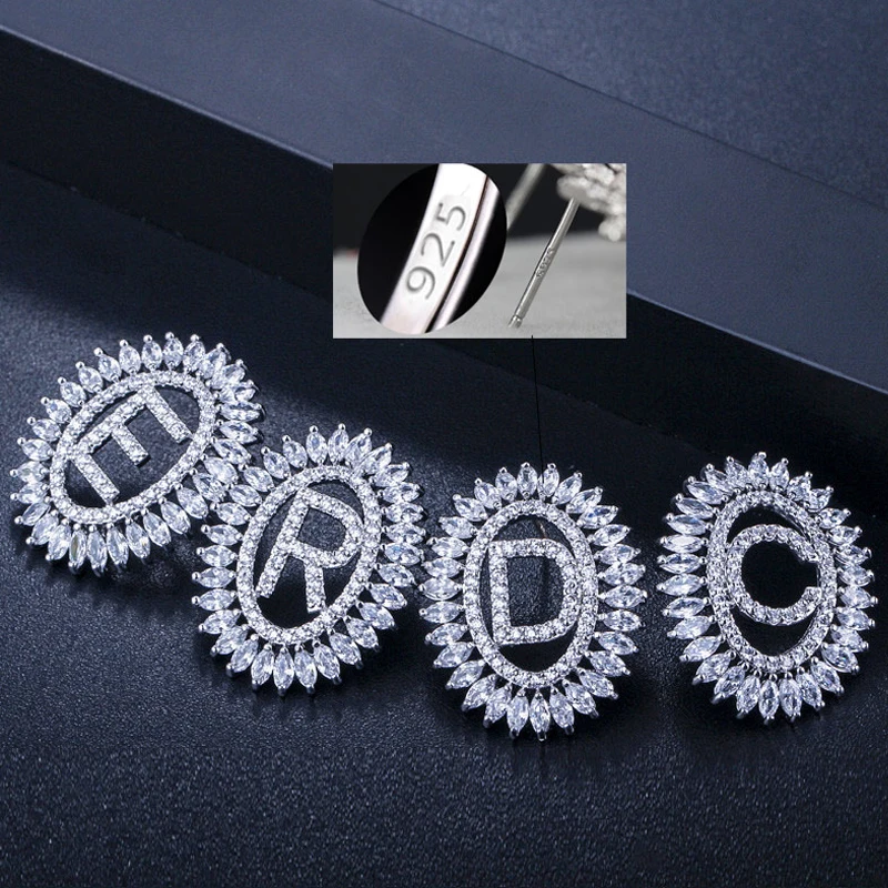 BeaQueen новинка кубические циркониевые серьги с буквенным именем подвеска ожерелье