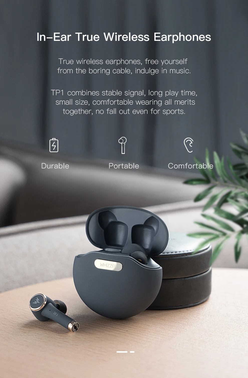 Whizzer TP1 Bluetooth 5,0 беспроводные наушники Blutooth с шумоподавлением водонепроницаемые наушники V50 3D стерео звук спортивные