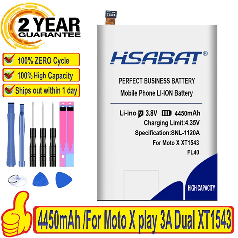 Аккумулятор HSABAT FL40 4450 мАч для Motorola Moto X play 3A Dual XT1543 XT1544 XT1560 XT1561 XT1562 XT1563 XT1565