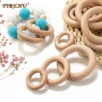 5pcs 405570mm beech wooden teether baby teething ring nature wooden teething pendant for diy tooth care accessories toys