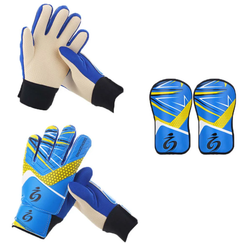 

Комплект защитных принадлежностей для детей от вратаря по футболу включает 1 пару защитников для голени и 1 пару-Размер 7 (синий)