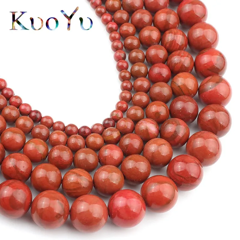 Бусины из натурального камня красные яшмы круглые свободные бусины-разделители