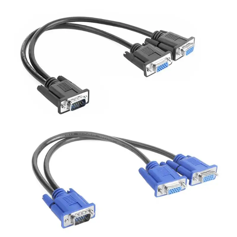 Прочный разветвитель для кабеля VGA 1 компьютер на двойной 2 монитор адаптер Y