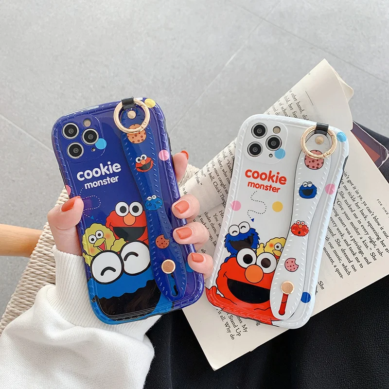 

Phone Case with Wristband For iphone 12 Pro Max Mini 11 For iphone 8 7 Plus Cute For iphone X XR XS Max SE Anime Cartoon Cover