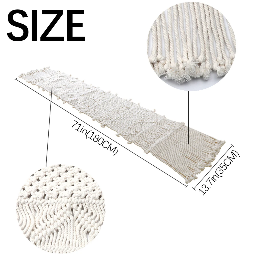 

Macrame Table Runner Hollow Out Boho Wedding Decoration Nordic Style Handmade Tablecloth With Tassels Home Decor Drop Shipping
