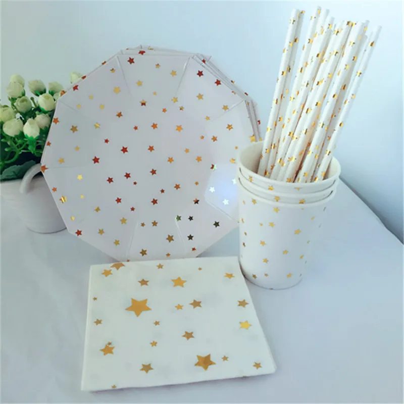 48 шт фольги Золотая Звезда бумажные стаканчики кофейные чашки питьевые Дети