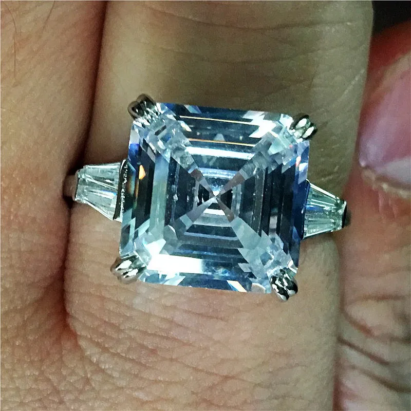 Asscher cut Choucong, массивное кольцо, различные режущие AAAAA cz 925 пробы, серебряные обручальные кольца для мужчин и женщин, ювелирные изделия - Цвет основного камня: Asscher cut