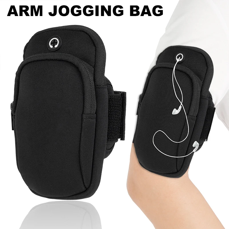 

Sweatproof Arm Phone Bag with Adjustable Strap Black Sports Armband Package Waterproof Gym Arm Phone Holder Running Pouch Unisex