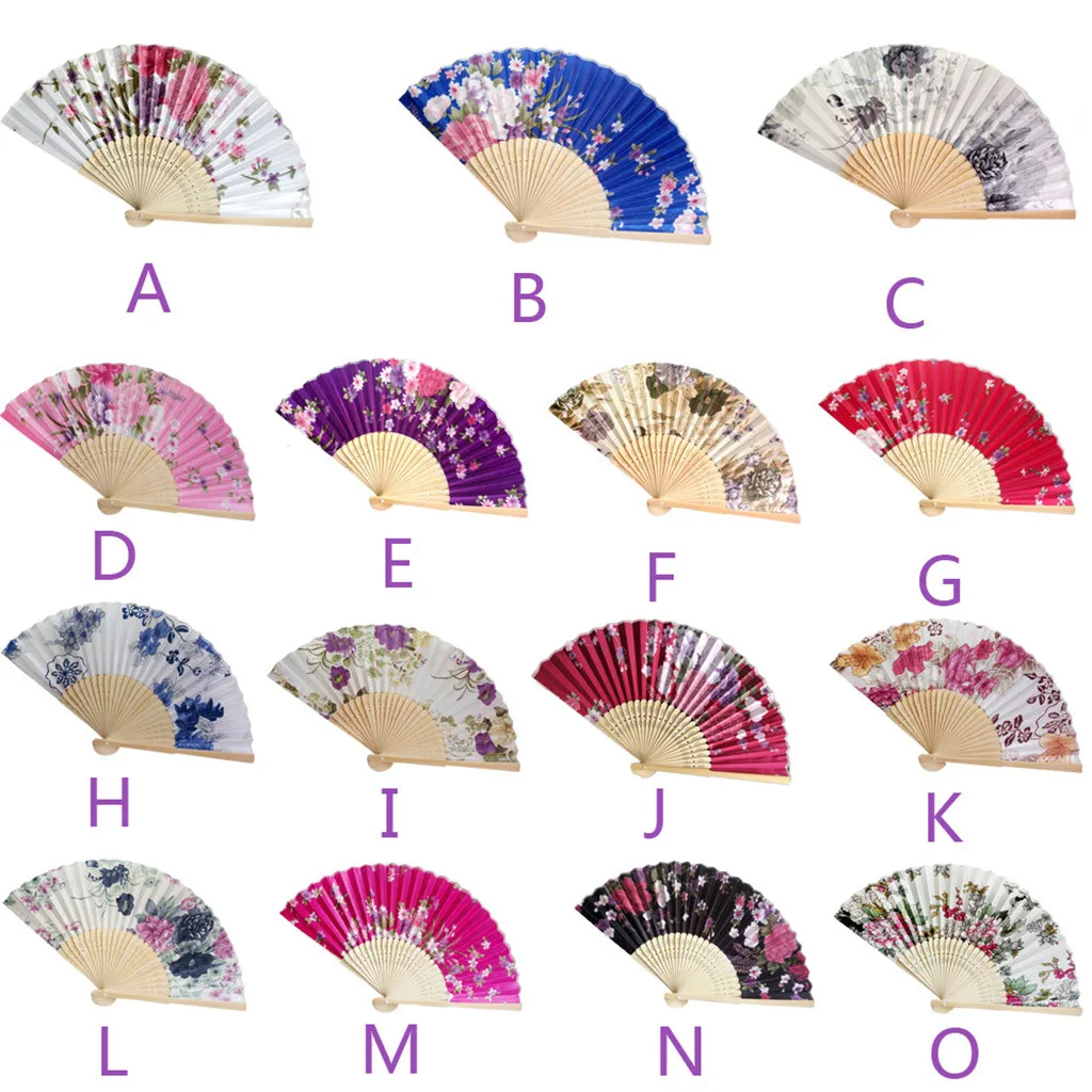 

Vintage Bamboo Fan Folding Hand Held Flower Fan Chinese Dance Party Pocket Gifts Abanicos Para Boda Lote