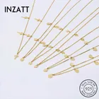 Чокер INZATT из настоящего стерлингового серебра 925 пробы с геометрическим кругом, звездой, треугольником, крестом и каплей, модное женское ожерелье, Изящные Ювелирные изделия