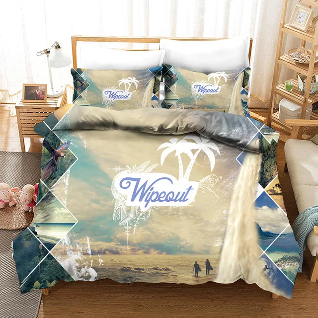 

Summer Surf Seaside Vacation Duvet Cover Blue Water Comforter Bedding Set For Adults Queen Size 3d Quilt Bed Set Linening Bed