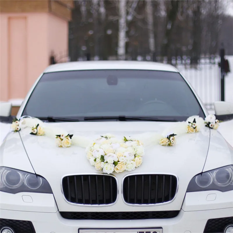 

1 set Artificial Flower Wedding Car Decor Kit Romantic Silk Fake Rose Peony Flowers Valentine's Day Gift Party Festival Supplies