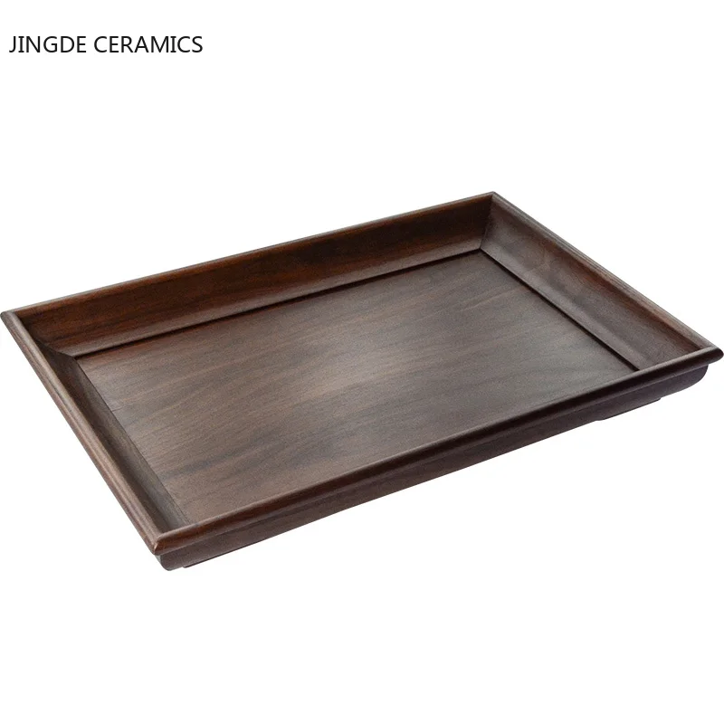 

Direct black walnut rectangular Japanese solid wood tea tray fruit plate wooden tableware fruit plate tea set storage tray