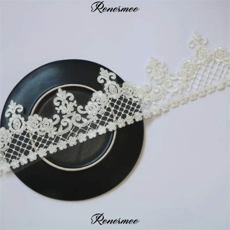 2 ярда кружевная Свадебная аппликация из полиэстера цвета слоновой кости 10 5 см