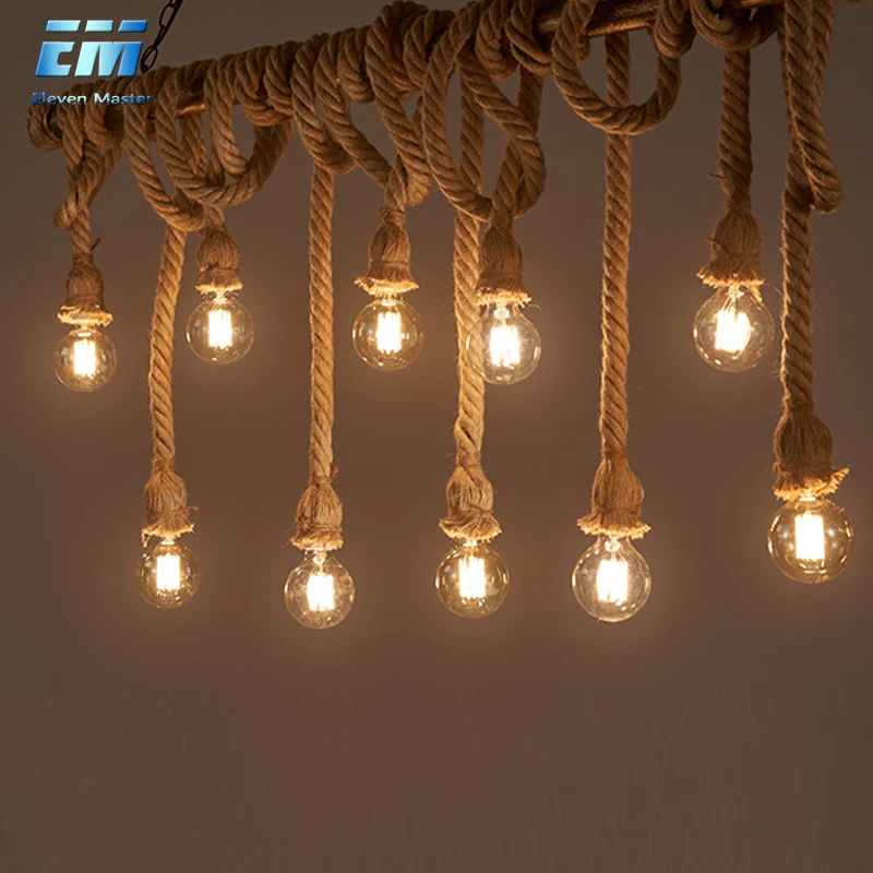 Винтажный подвесной светильник из пеньковой веревки держатель 1/2/3/4/5 AC85 265V на