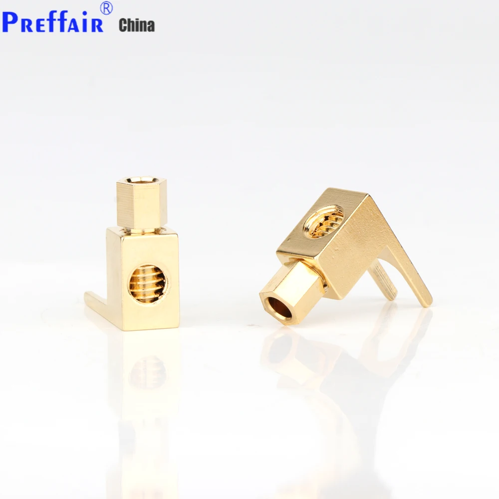 

24K Gold Plated Repair Parts Right Angle Speaker Cable Spade Plug 4 /pc