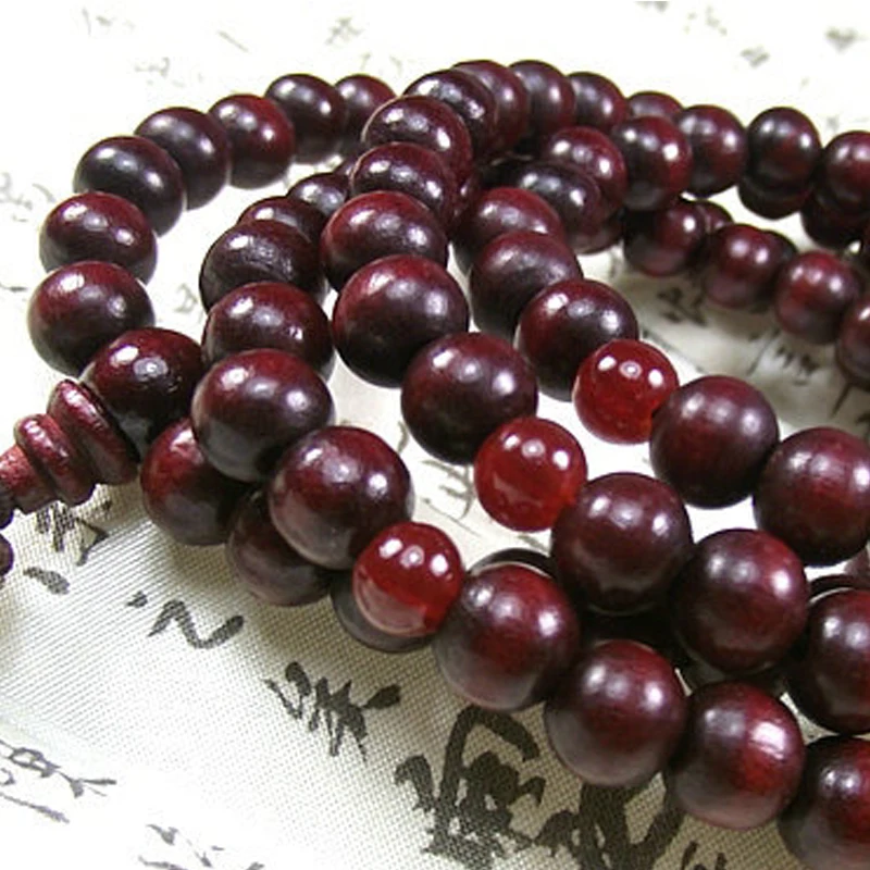 Черный/красный цвет 108 бусин 8 мм искусственное ювелирное изделие деревянная