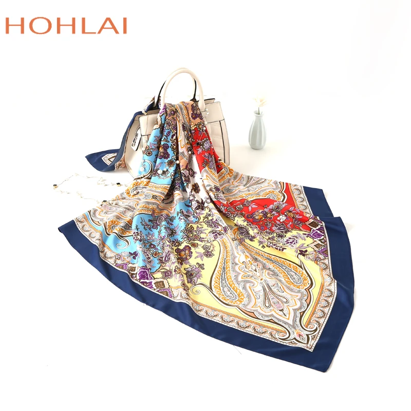 2020 всесезонный Модный женский шарф роскошный брендовый хиджаб саржевая шелковая