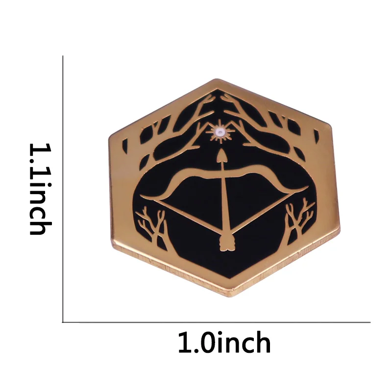Эмалированная булавка класса DnD Ranger значок охотника d20 брошь в виде лука и стрелы -