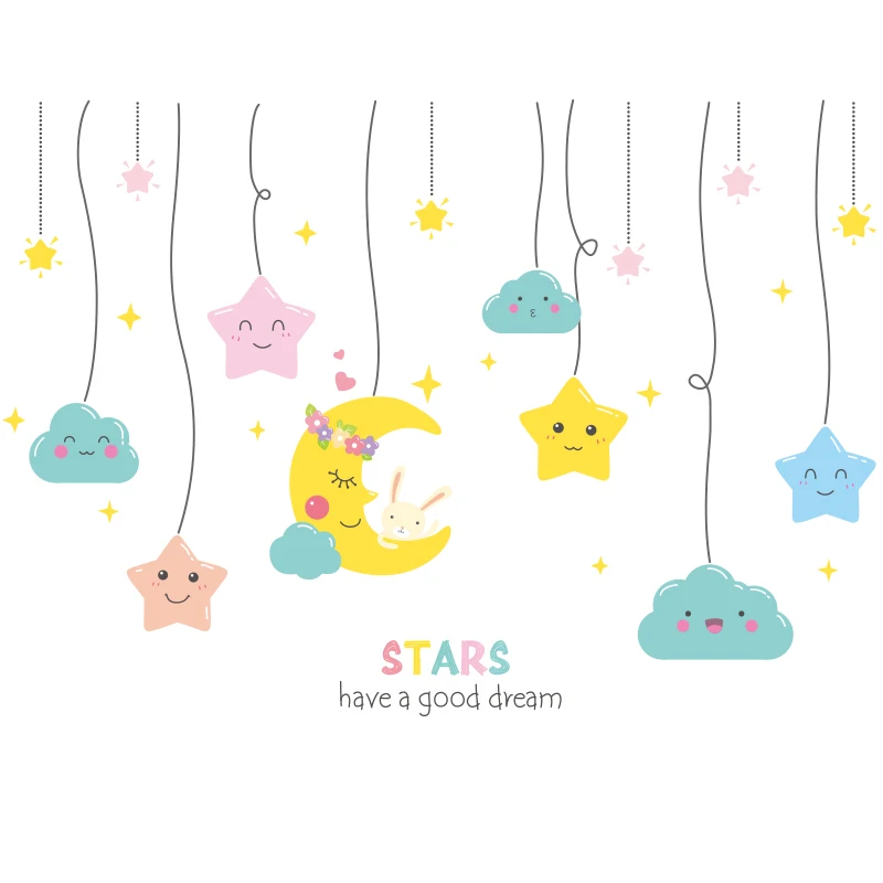 

Fish Animal Wall Stickers DIY Stars Clouds Wall Decals for Kids Rooms Baby Bedroom Bathroom Nursery Home Decoration Accessories