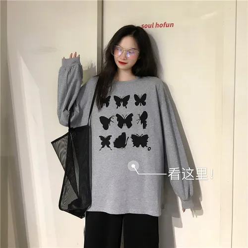 Простая повседневная универсальная свободная модная базовая одежда с бабочками