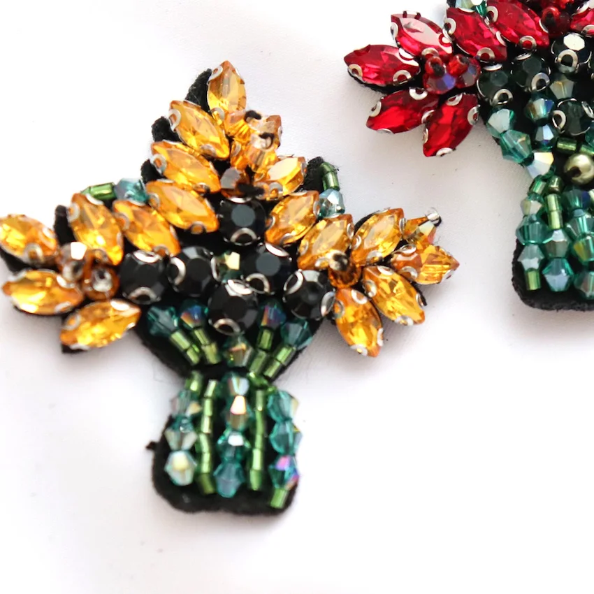 1 шт. Красивый букет цветов Стразы бисерное покрытие патчи ручной работы одежда с