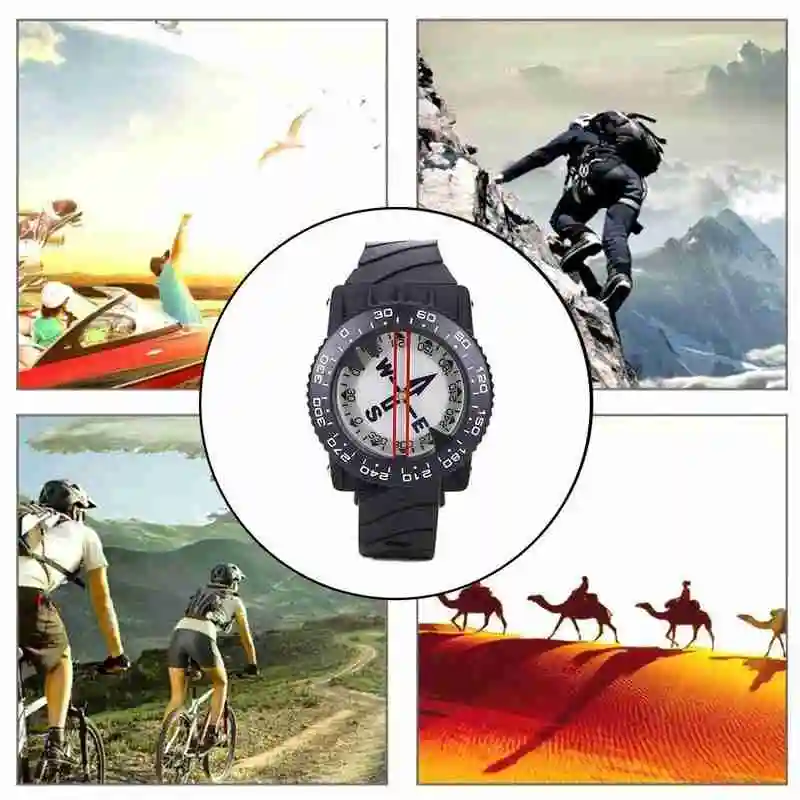 

Diving Wristband Compass 50m Waterproof Fluorescent Dial Detachable Mountain Climbing Camping Hiking Diving Available
