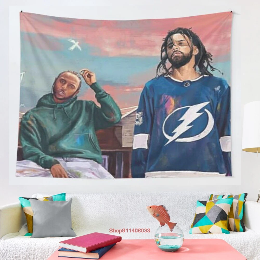 J Cole With his Friend психоделический гобелен красочные настенные подвесные гобелены для