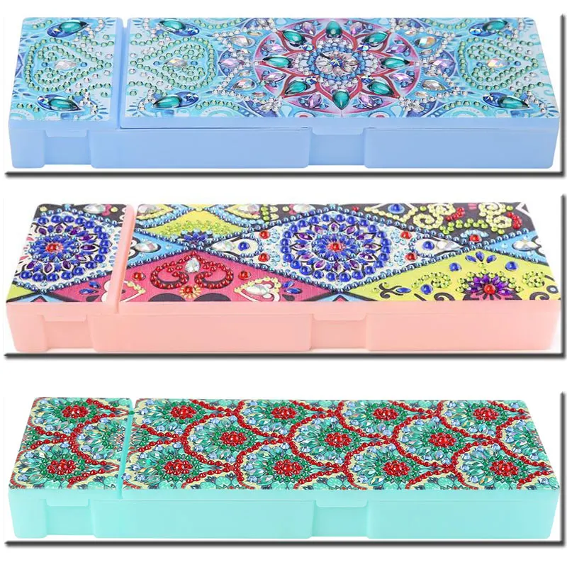 DIY Special Shaped 5D Diamond Painting 2 Grids Pencil Case Stationery Embroidery Storage Case Gifts Box Diamond Mosaic Art 1