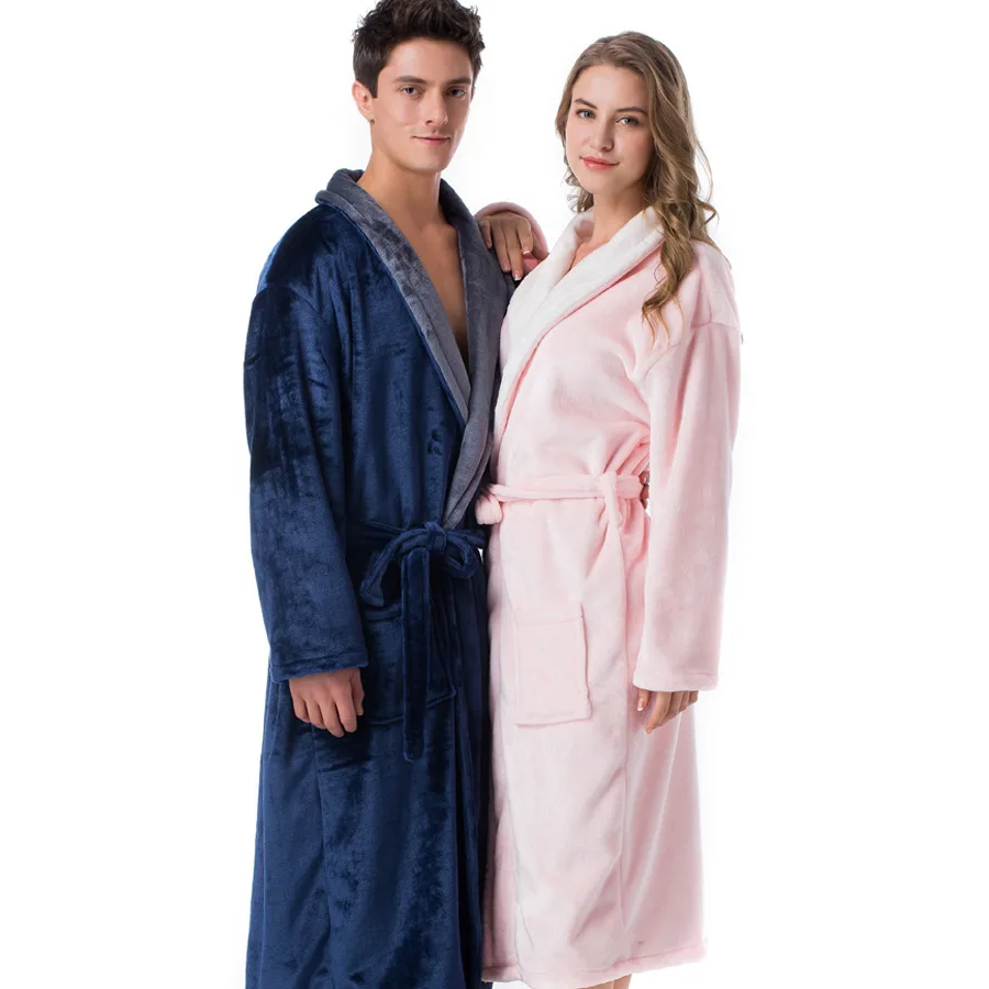 Халат фланелевый для мужчин и женщин двойное сочетание цветов супермягкий