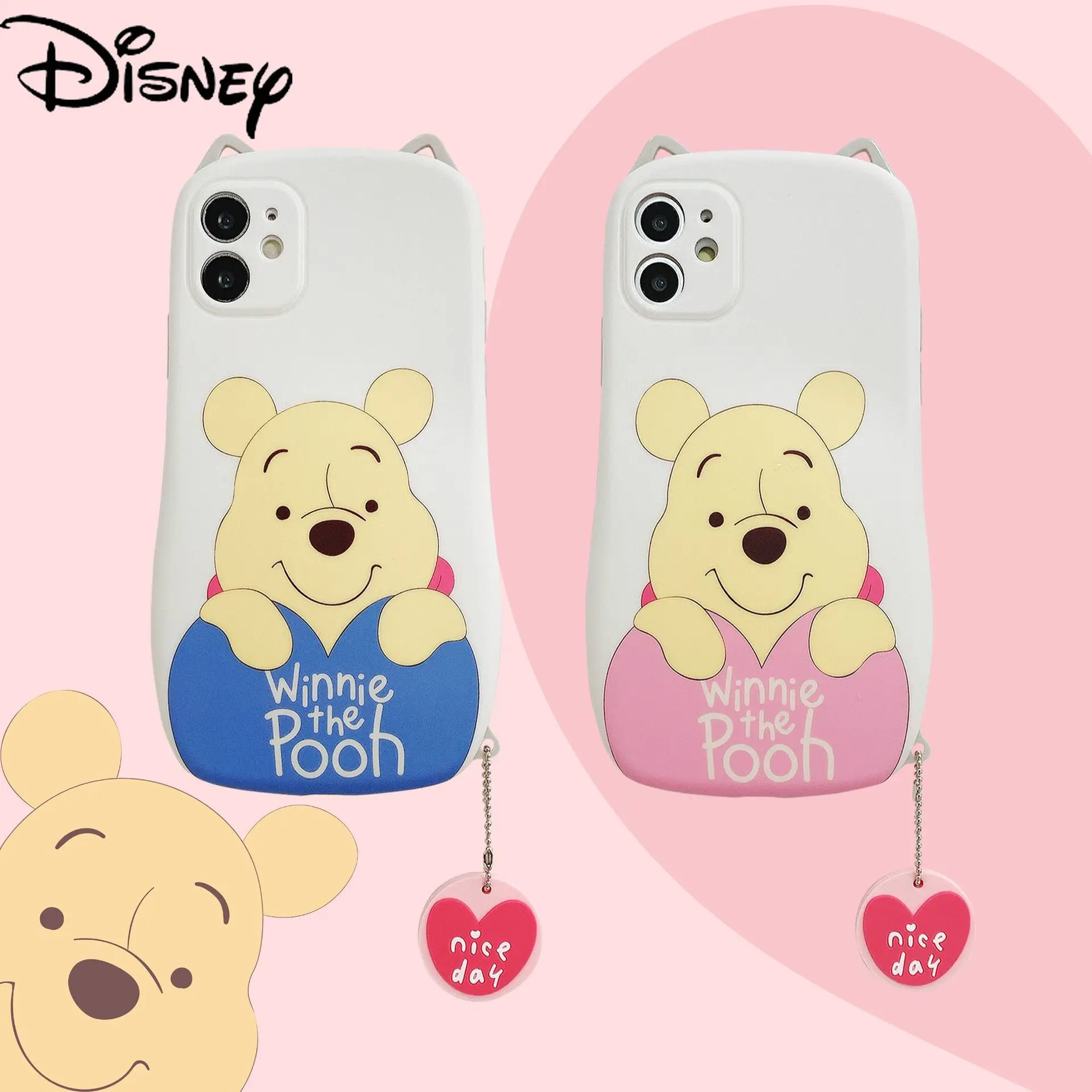 

Disney love Pooh bear ornament phone case for iPhone 7/8P/SE/X/XR/XS/XSMAX/11pro/12promax/12mini/11promax/ couple phone cover