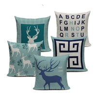 deer elk bear elephant cushion covers nordic geometric arrows rhombus triangles mountain pillow cover linen beige pillow case