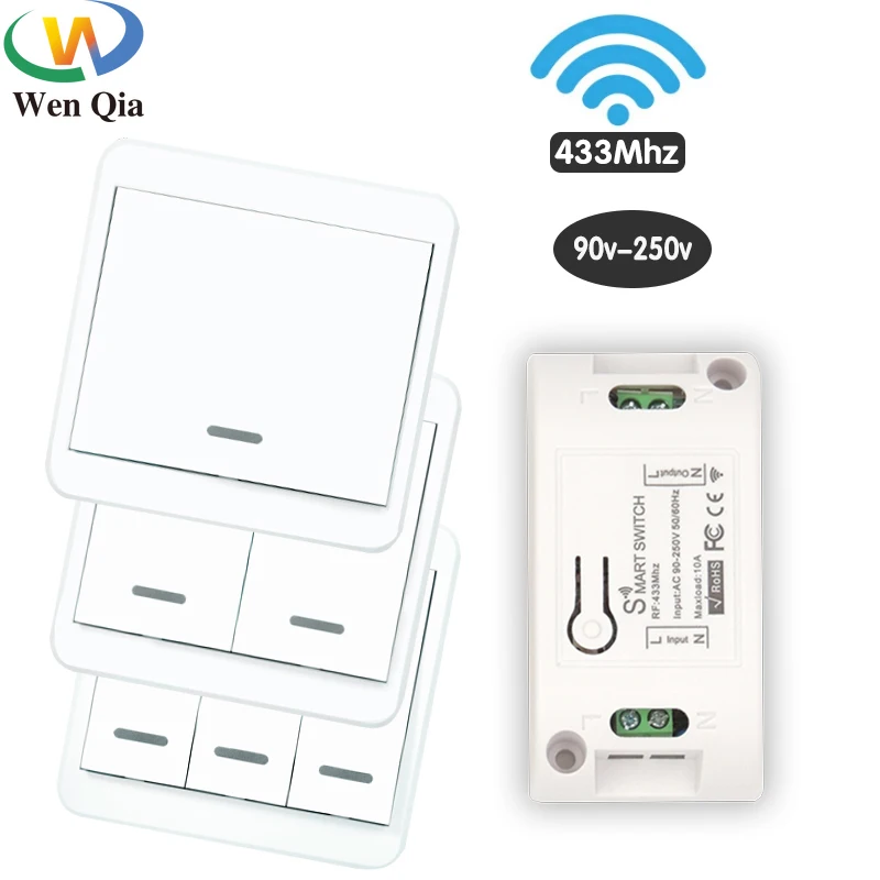 

Wireless Smart Light Switch 220 V 10a Push Button Wall Panel Switch Remote on Off Control for Smart Home Electronics Improvement