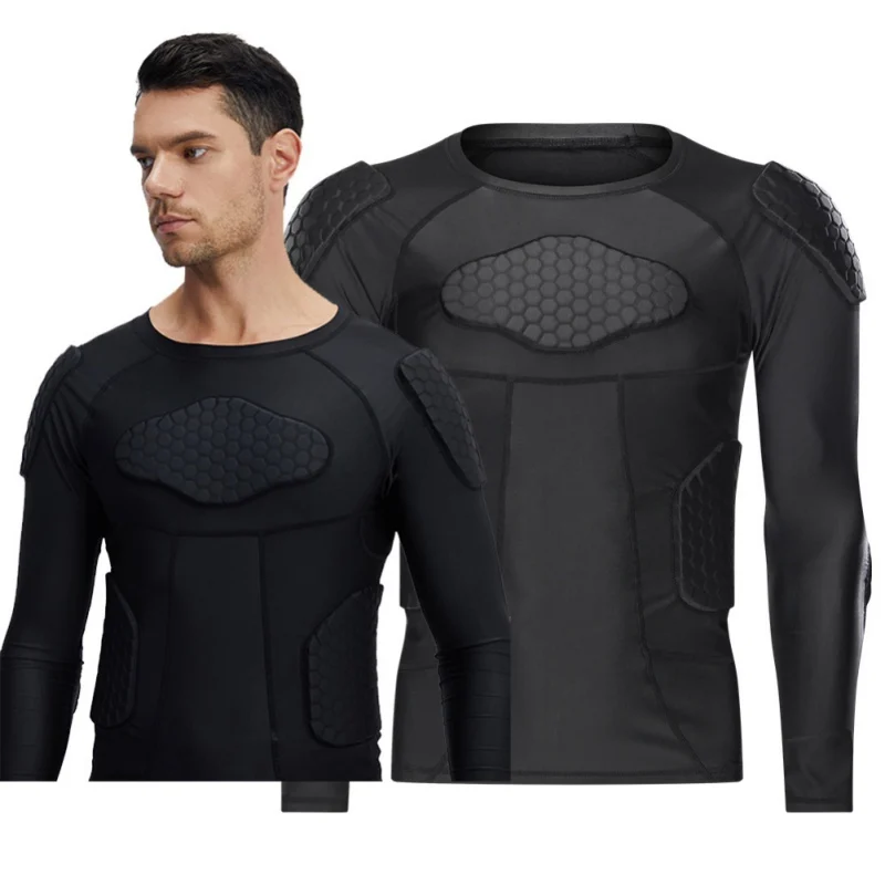 

Men Honeycomb Shirt Goalkeeper Crash Short Sleeve Training Tops Rugby Sports T-shirt Basketball Football Armor Collision Wear