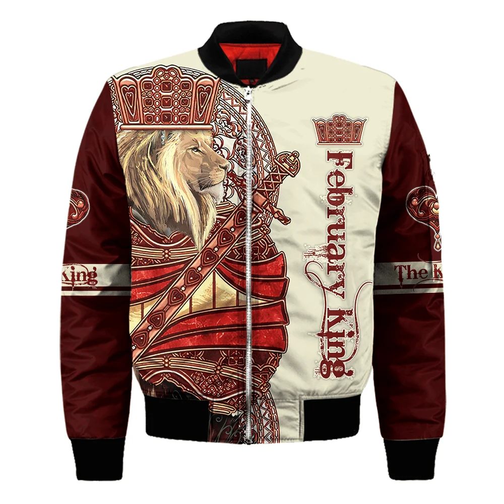 Custom name King Lion Royal Bomber Jackets 3D Printed Jacket Women For Men winter autumn warm zipper coat Choose your month
