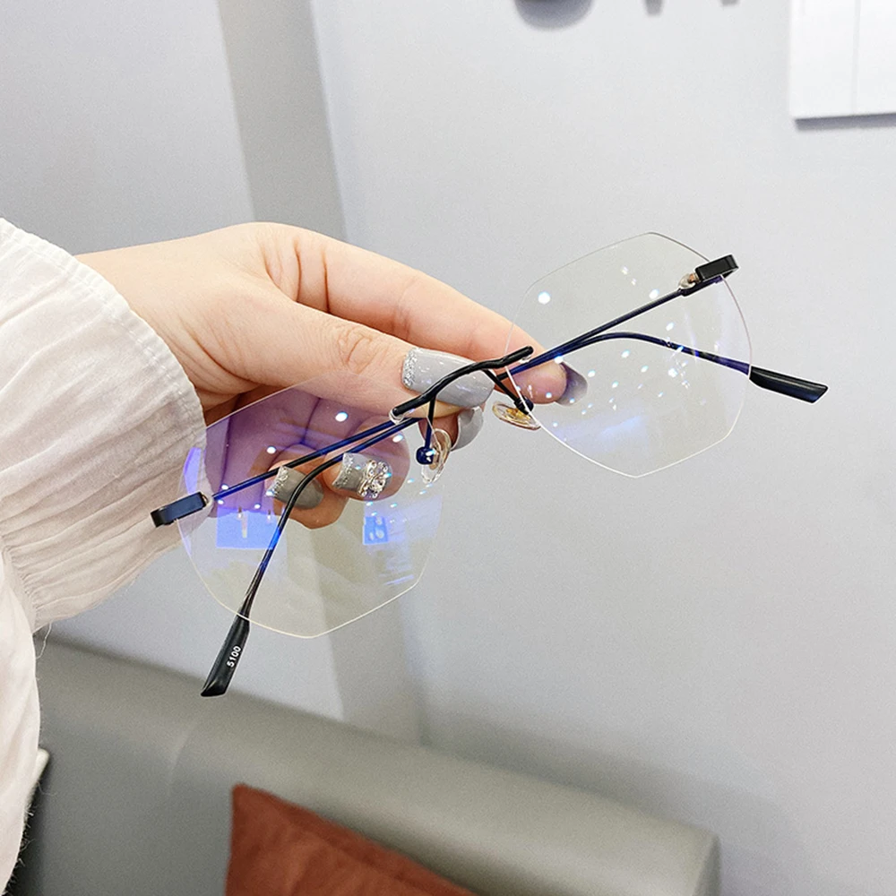 Синий светильник блокировка очки без оправы рамки Для женщин зрелище прозрачный