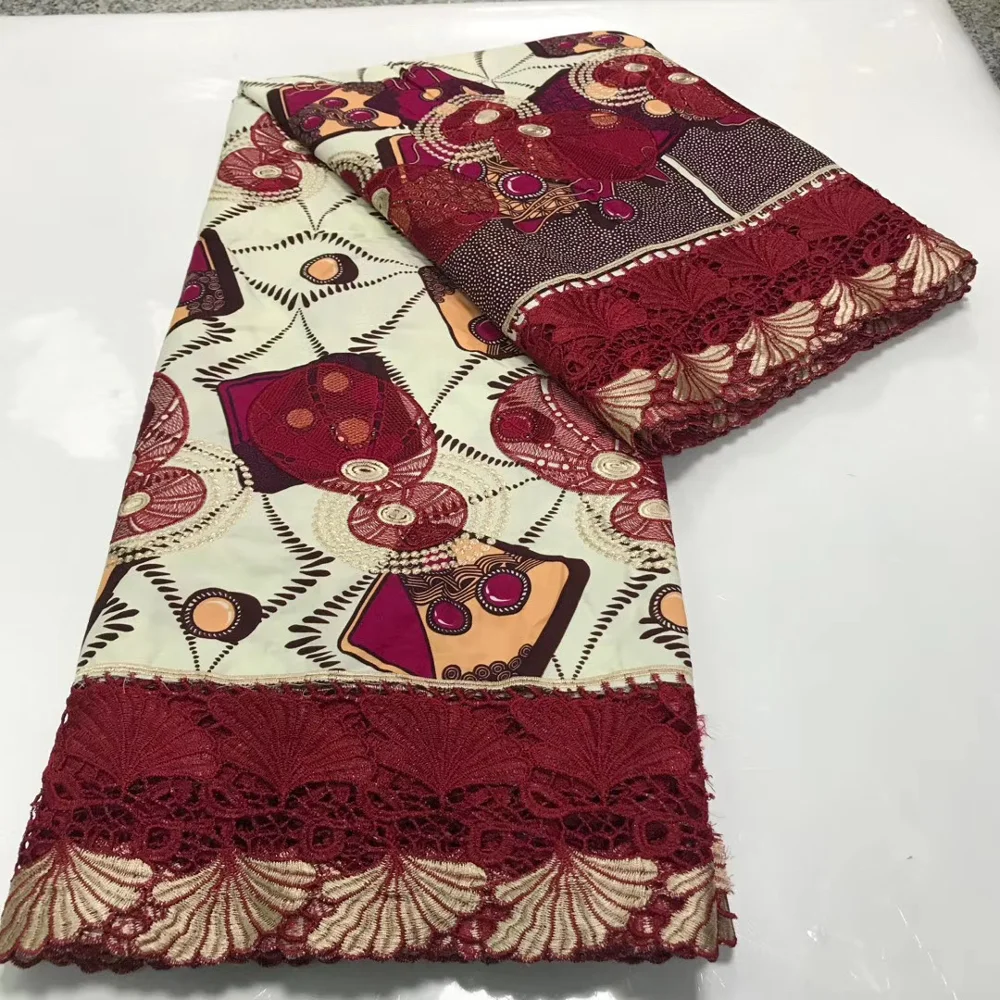 

Latest Wax fabrics High Quality African Cotton Lace Fabric African Ankara Guipure fabric African wax Cloth for Dress Party