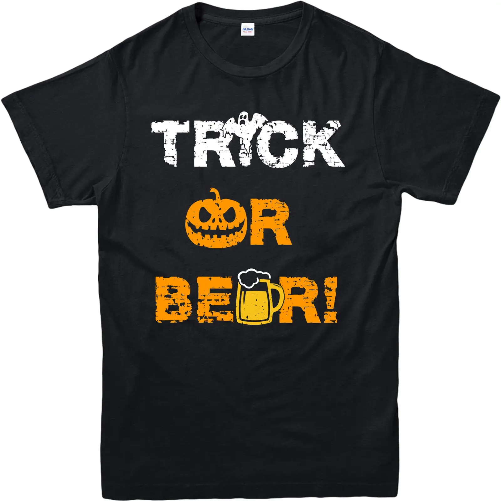 

Hot Sale 100% Cotton Trick or Beer Adult T-shirt, Halloween Inspired Parody, Pumpkin Design Gift Top Tee Shirt