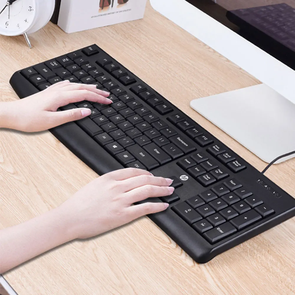 Hp K200 эргономичная клавиатура для компьютера, 104 клавиш, USB Проводная Бесшумная клавиатура для бизнеса, офиса, планшета, ноутбука, комфортное ощущение